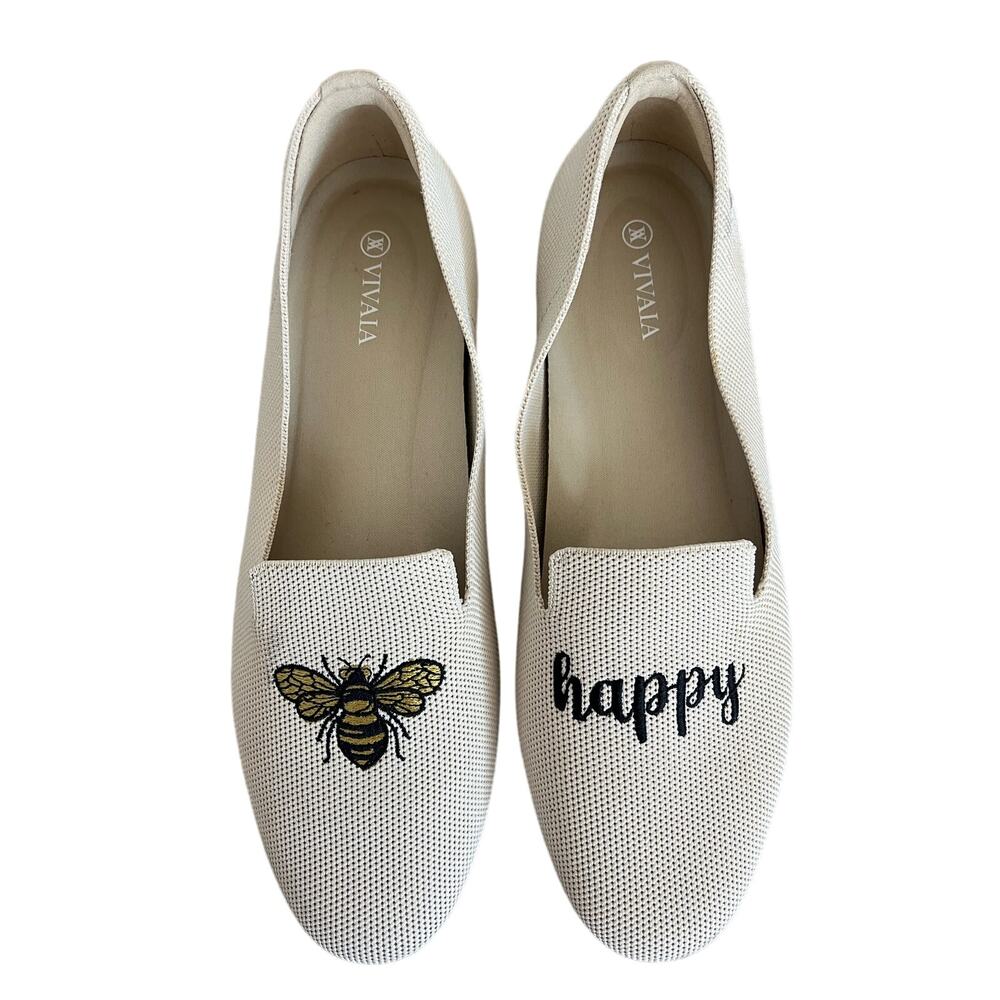 VIVAIA embroidered bee happy flats size 42